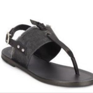 Rag & Bone Quinn Canvas Leather Thong black/grey